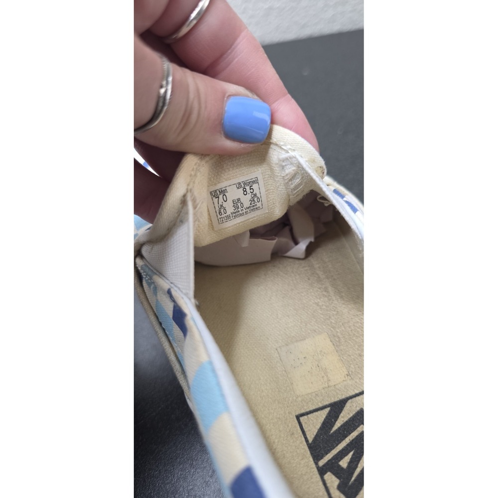 Vans CHECKERBOARD SLIP ON TOPAZ BLUE Sneaker Skate Y2K W8.5 M7 Shoe Retro - Picture 6 of 6
